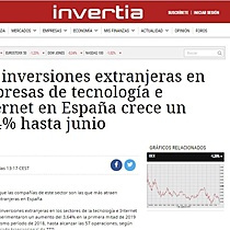 Las inversiones extranjeras en empresas de tecnologa e Internet en Espaa crece un 3,64% hasta junio